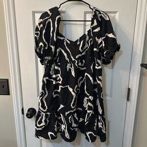 Nine West Black and White Patterned Dress: Size XL